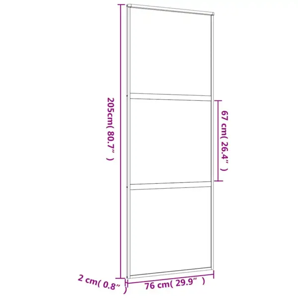 Liuguks läbipaistvast karastatud klaasist kuldse alumiiniumraamiga, 76 x 205 cm – 9