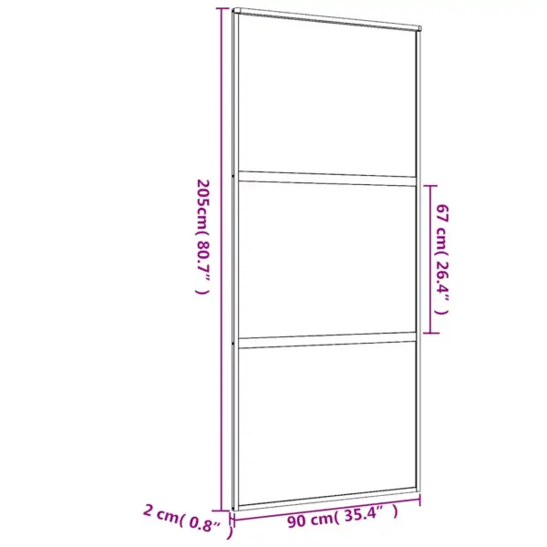 Klaasist liuguks kuldse alumiiniumraamiga, läbipaistev karastatud klaas, 90 x 205 cm – 9