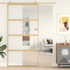 Klaasist liuguks kuldse alumiiniumraamiga, 102,5 x 205 cm