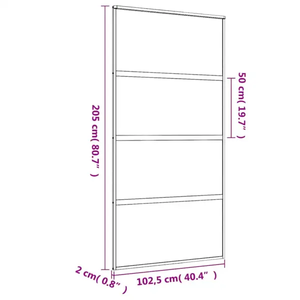 Klaasist liuguks kuldse alumiiniumraamiga, 102,5 x 205 cm – 9