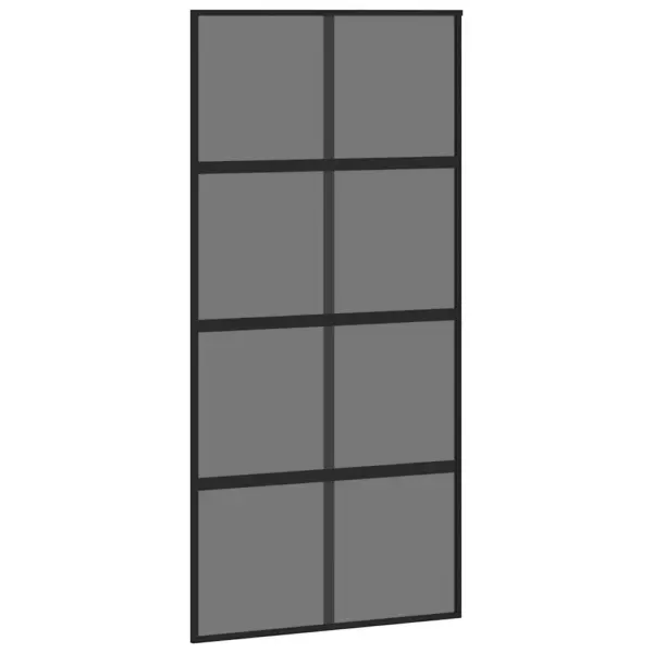 Klaasist liuguks musta alumiiniumraamiga, tumedalt läbipaistev karastatud klaas, 102,5 x 205 cm – 2