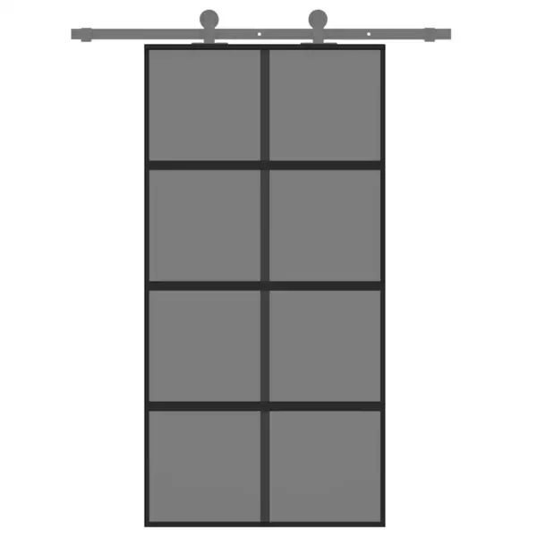Klaasist liuguks musta alumiiniumraamiga, tumedalt läbipaistev karastatud klaas, 102,5 x 205 cm – 3