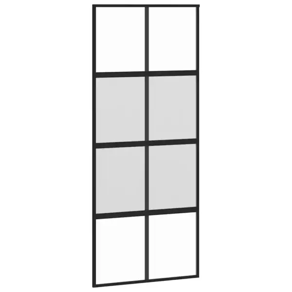 Karastatud klaasist liuguks musta alumiiniumraamiga, matt ja läbipaistev, 90 x 205 cm – 2