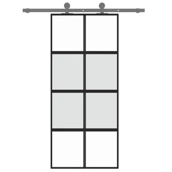 Karastatud klaasist liuguks musta alumiiniumraamiga, matt ja läbipaistev, 90 x 205 cm – 3