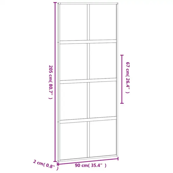 Karastatud klaasist liuguks musta alumiiniumraamiga, matt ja läbipaistev, 90 x 205 cm – 9