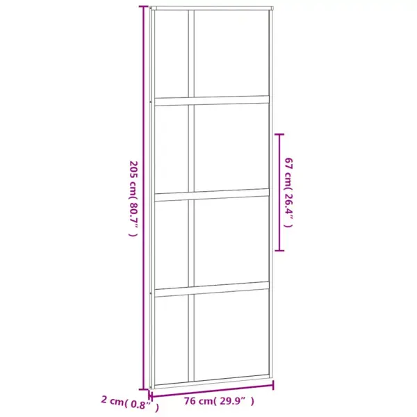 Klaasist lükanduks musta alumiiniumraamiga, matt ja läbipaistev, 76 x 205 cm – 8