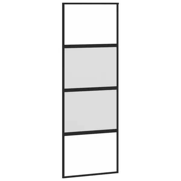 Klaasist lükanduks musta alumiiniumraamiga, matt ja läbipaistev, 76 x 205 cm – 2