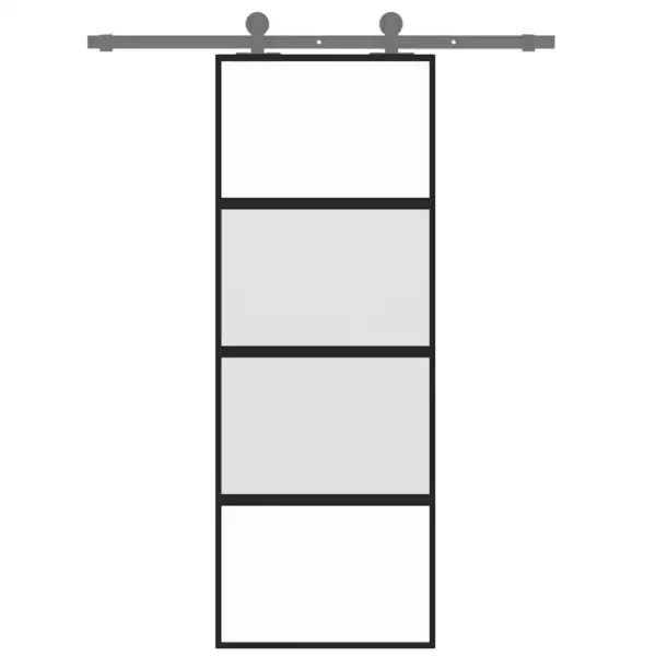 Klaasist lükanduks musta alumiiniumraamiga, matt ja läbipaistev, 76 x 205 cm – 3