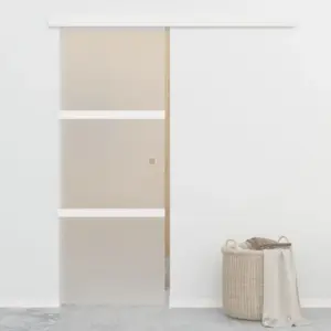 Klaasist lükanduks pehmete piirajatega, matt ESG-klaas ja alumiinium, hõbedane, 76 x 205 cm
