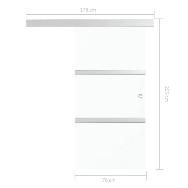 Klaasist lükanduks pehmete piirajatega, matt ESG-klaas ja alumiinium, hõbedane, 76 x 205 cm - 8