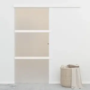Klaasist lükanduks pehmete piirajatega, ESG-klaas ja alumiinium, hõbedane, 90 x 205 cm
