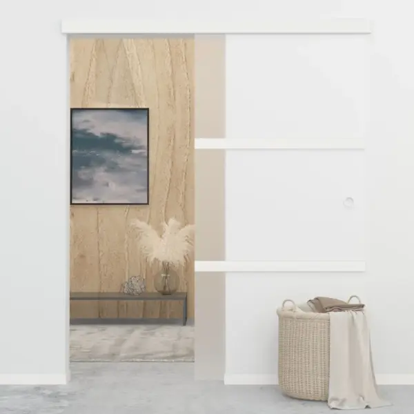 Klaasist lükanduks pehmete piirajatega, ESG-klaas ja alumiinium, hõbedane, 90 x 205 cm – 3