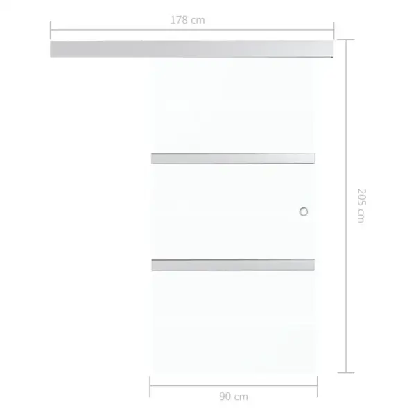 Matt ESG-klaasist lükanduks pehmete piirajatega, hõbedane alumiinium, 90 x 205 cm – 8