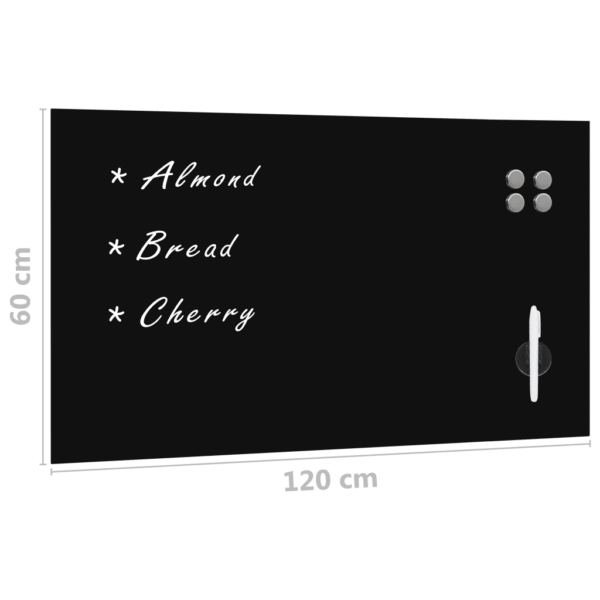 Kuivkustutatav klaasist magnettahvel seinale, must, 120 x 60 cm – 5