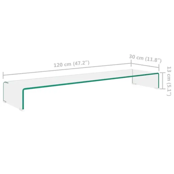Läbipaistev klaasist monitori- ja telerialus, 120 x 30 x 13 cm – 6