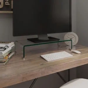 Klaasist monitori- ja telerialus, läbipaistev, 60 x 25 x 11 cm