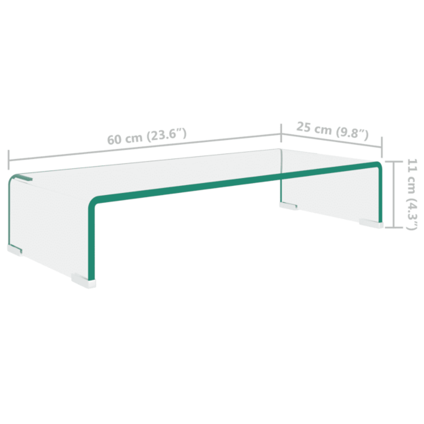 Klaasist monitori- ja telerialus, läbipaistev, 60 x 25 x 11 cm – 6