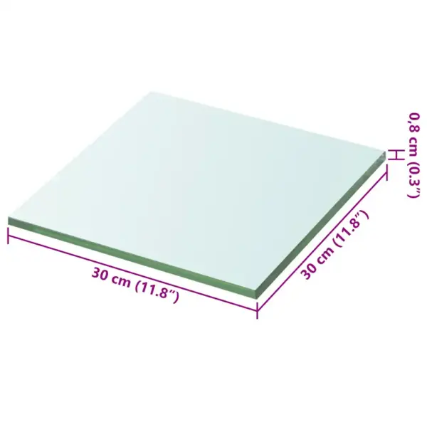 Läbipaistev karastatud klaasist riiuliplaat 30 x 30 cm, 8 mm, kandevõime 15 kg – 3