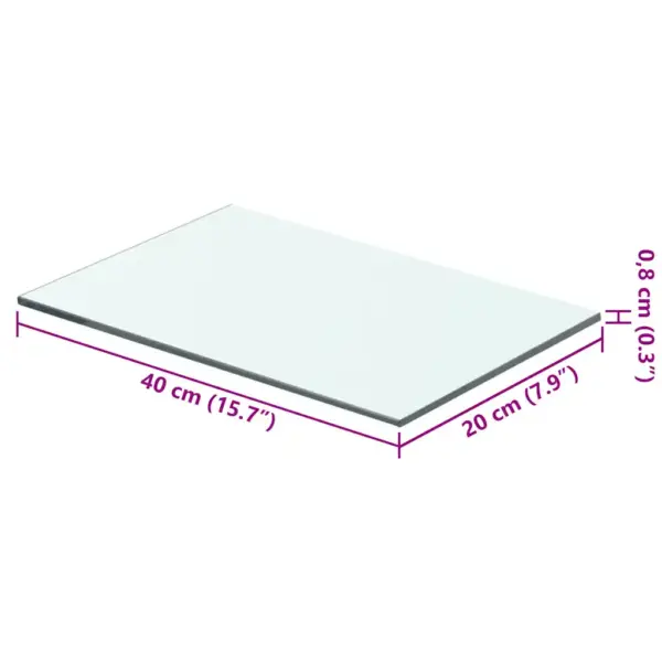 Karastatud klaasist riiuliplaat 40 x 20 cm, läbipaistev, 8 mm, kandevõime 15 kg – 3