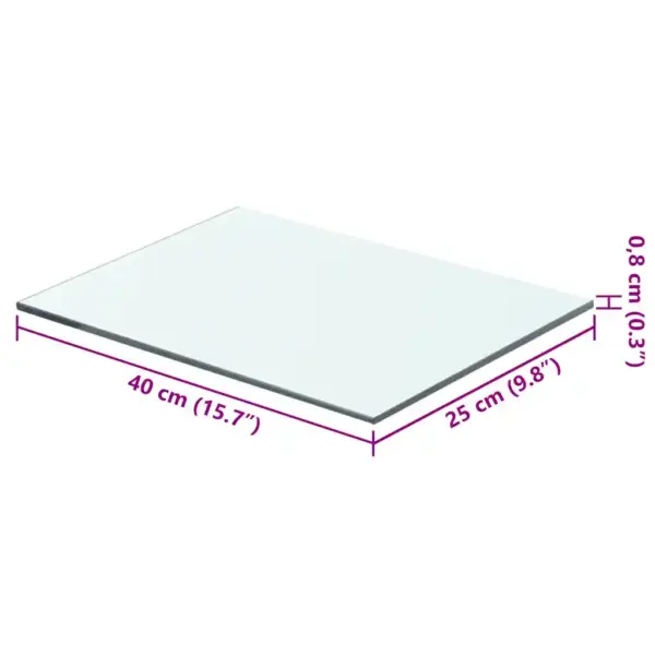 Läbipaistev karastatud klaasist riiuliplaat 40 x 25 cm, 8 mm, 15 kg kandevõimega – 3