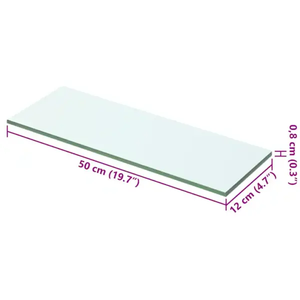 Läbipaistev karastatud klaasist riiuliplaat 50 x 12 cm, 8 mm - 3