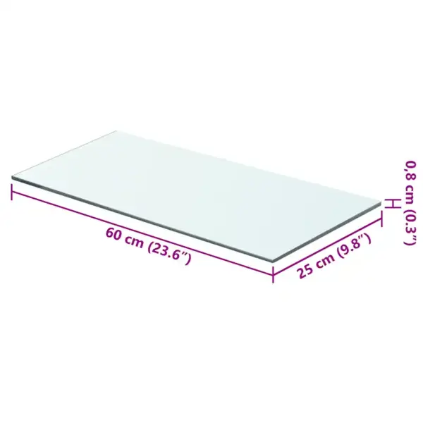 Läbipaistev karastatud klaasist riiuliplaat 60 x 25 cm, 8 mm, kandevõime 15 kg - 3