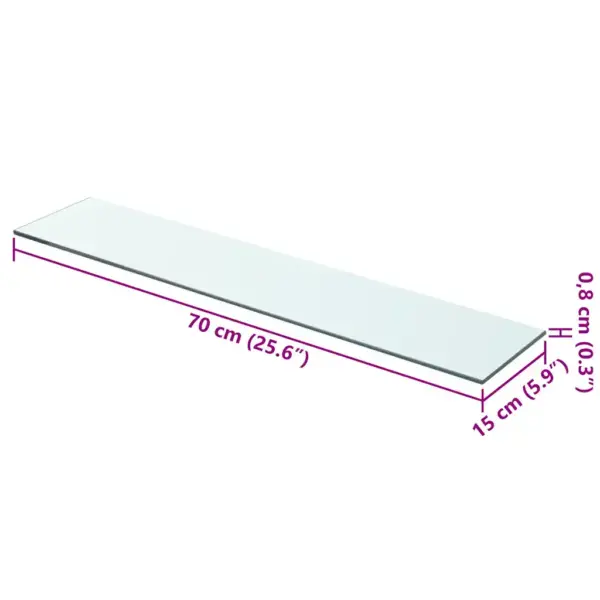 Läbipaistev karastatud klaasist riiuliplaat 70 x 15 cm, kandevõime 15 kg – 3