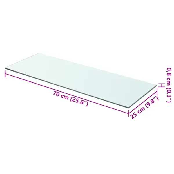 Karastatud klaasist riiuliplaat, läbipaistev, 70 x 25 cm, 8 mm, kandevõime 15 kg – 3