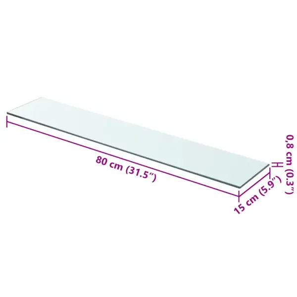 Läbipaistev karastatud klaasist riiuliplaat 80 x 15 cm, 8 mm, 15 kg kandevõimega – 3