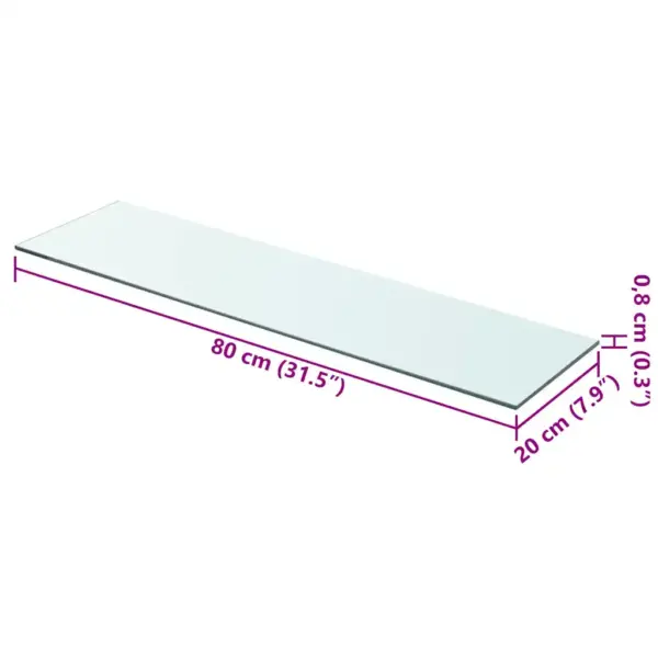 Karastatud klaasist riiuliplaat, läbipaistev, 80 x 20 cm, 8 mm, kandevõime 15 kg - 3