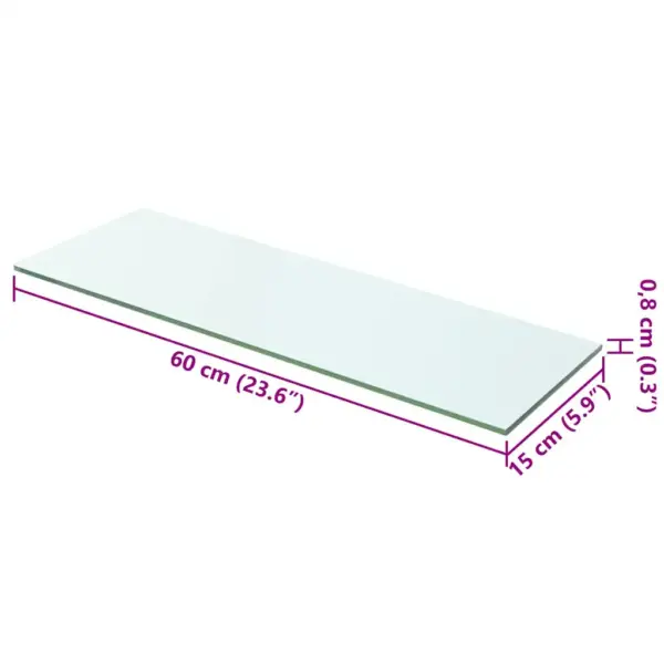 Klaasist seinariiulid, 2 tk, karastatud klaas, läbipaistev, 60 x 15 cm - 4