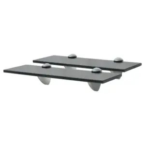 Hõljuvad klaasist seinariiulid, 2 tk, must, karastatud turvaklaas, 30 x 20 cm, 8 mm