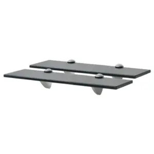 Mustad klaasist seinariiulid, 2 tk, karastatud turvaklaas, 40 x 10 cm, 8 mm