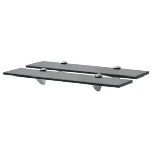 Klaasist seinariiulid, 2 tk, must karastatud turvaklaas, 50 x 20 cm, 8 mm
