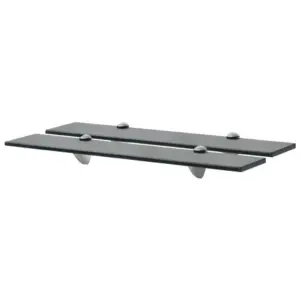 Hõljuvad klaasist seinariiulid, 2 tk, must, 60 x 20 cm, 8 mm karastatud klaas