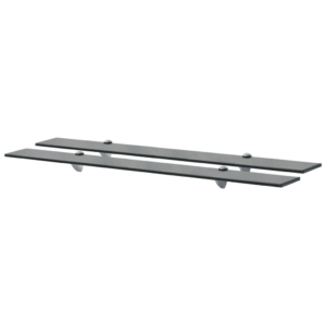 Mustad klaasist seinariiulid 2 tk, karastatud turvaklaas 8 mm, 90 x 10 cm, kandevõime 15 kg