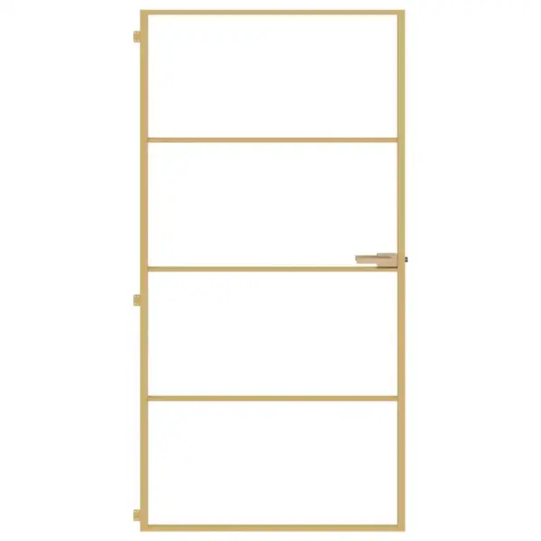 Õhuke karastatud klaasist siseuks kuldse alumiiniumraamiga, 102,5 x 201,5 cm – 3
