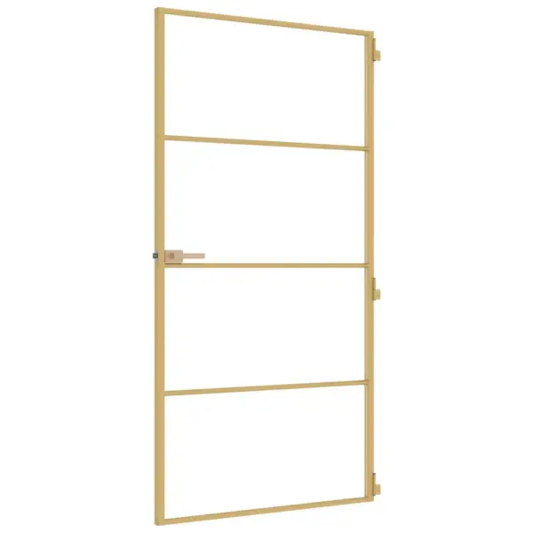 Õhuke karastatud klaasist siseuks kuldse alumiiniumraamiga, 102,5 x 201,5 cm – 5
