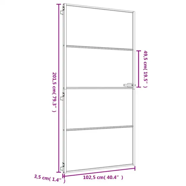 Õhuke karastatud klaasist siseuks kuldse alumiiniumraamiga, 102,5 x 201,5 cm – 9