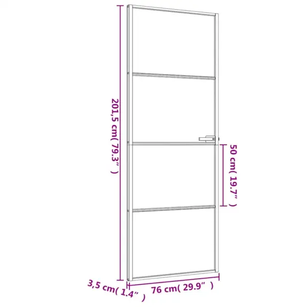 Klaasist siseuks matt ja läbipaistev, must alumiiniumraam, 76 x 201,5 cm – 9