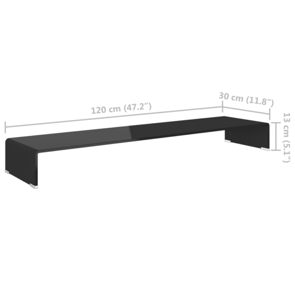 Must klaasist teleri- ja monitorialus 120 x 30 x 13 cm – 6