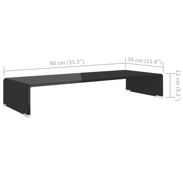 Must klaasist teleri- ja monitorialus, 80 x 30 x 13 cm - 6