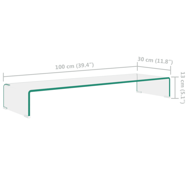 Läbipaistev klaasist telerialus ja monitorialus 100 x 30 x 13 cm – 6