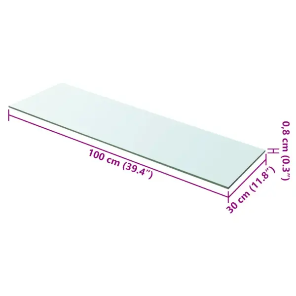 Karastatud klaasist riiulipaneelid, 2 tk, läbipaistev, 100 x 30 cm, 8 mm, 15 kg kandevõimega - 4