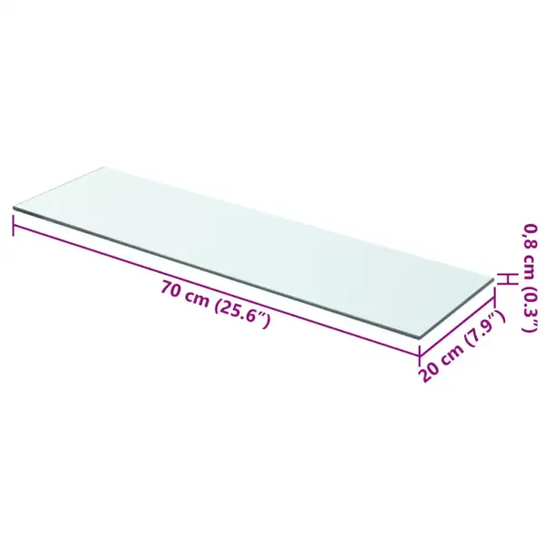 Läbipaistev karastatud klaasriiul, 2 tk, 70 x 20 cm, 8 mm, 15 kg kandevõime - 4