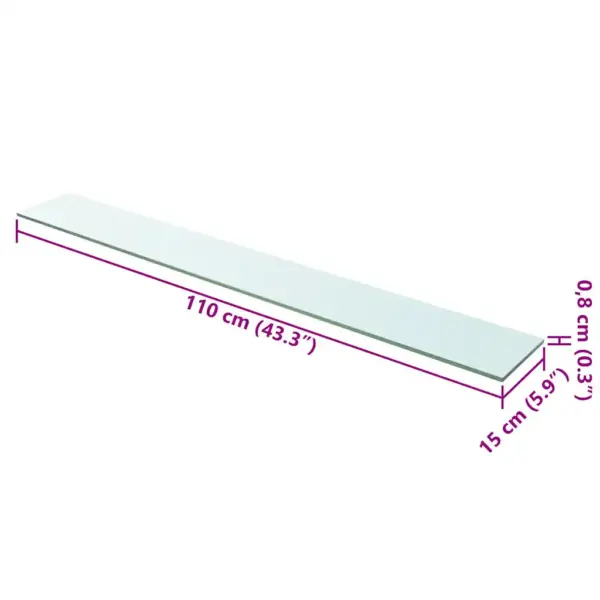 Läbipaistvad karastatud klaasriiulid, 2 tk, 110 x 15 cm, 8 mm, kandevõime 15 kg - 4