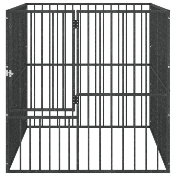 Koera mänguaedik toas ja õues kasutamiseks, 4 paneeli, must tsingitud teras, 100 x 100 x 100 cm – 5