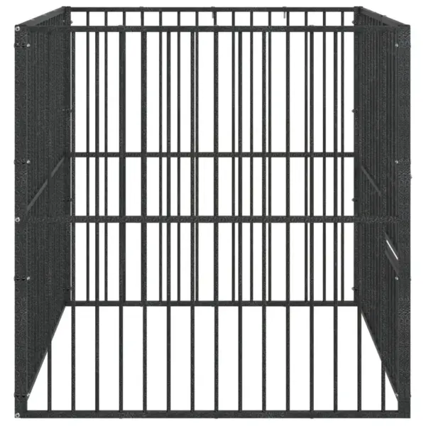 Koera mänguaedik toas ja õues kasutamiseks, 4 paneeli, must tsingitud teras, 100 x 100 x 100 cm – 6