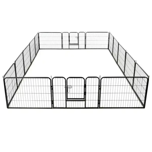 Koera mänguaedik 16 paneeliga, pulbervärvitud teras, must, iga paneel 80 x 60 cm - 2