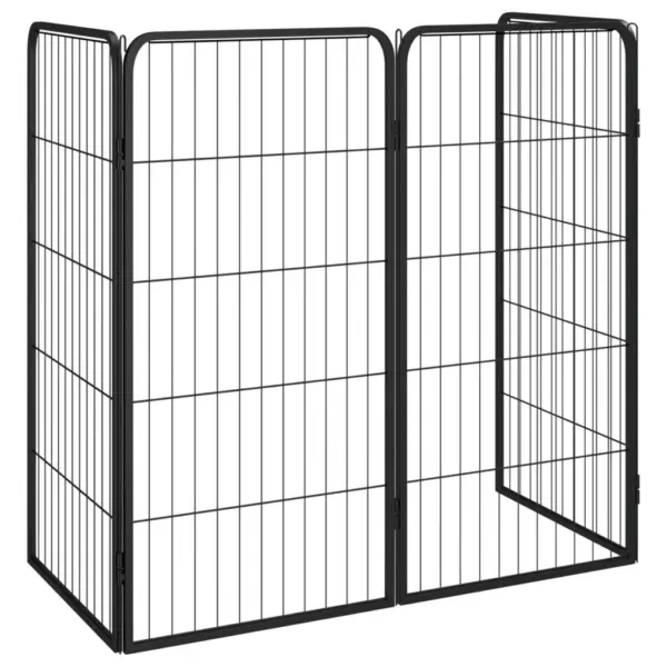 Koera mänguaedik 4 paneeli, must pulbervärvitud teras, 50 x 50 x 100 cm - 3